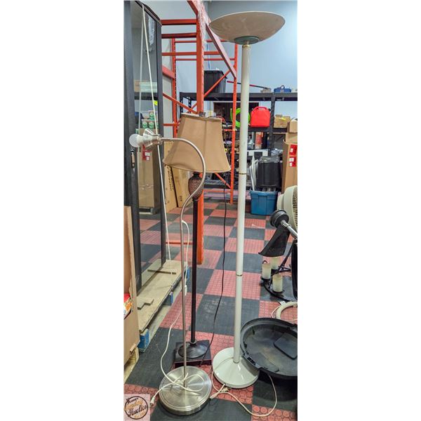 3 VARIOUS STANDUP FLOOR LAMPS ALL TOGETHER