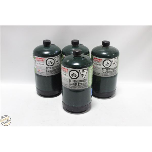 LOT OF GREEN MINI PROPANE TANKS (FULL)