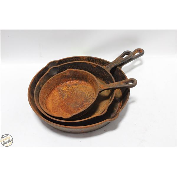 CAST IRON PANS (NEED RUST REMOVED & SEASONING)