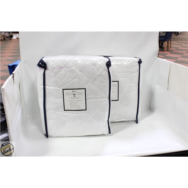2 X DOUBLE SIZE QUILTED FEATHER BED, PROTECTOR