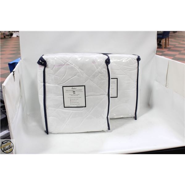 2 X DOUBLE SIZE QUILTED FEATHER BED, PROTECTOR