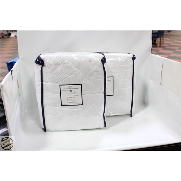 2 X DOUBLE SIZE QUILTED FEATHER BED, PROTECTOR