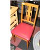 Image 1 : WOODEN CHAIR WITH RED LEATHER SEAT