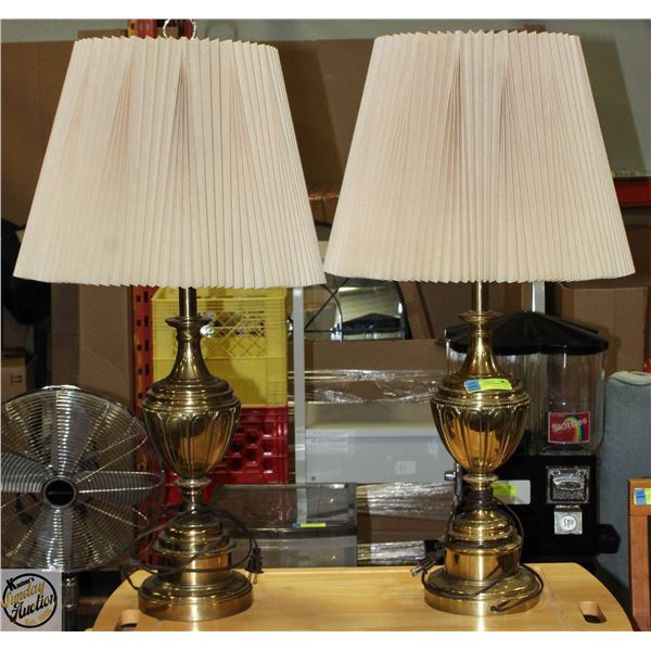 PAIR OF MATCHING BRASS LAMPS WITH SHADES