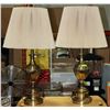 Image 1 : PAIR OF MATCHING BRASS LAMPS WITH SHADES