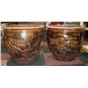 Image 1 : 2 LARGE MATCHING DRAGON PLANTERS WITH DRAIN HOLES
