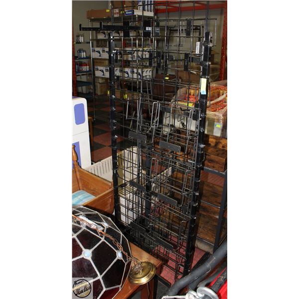 BLACK DISPLAY RACK ON WHEELS 26" X 78" WITH RACKS
