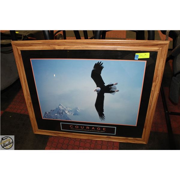 COURAGE BALD EAGLE OAK FRAMED PICTURE 32"X26"