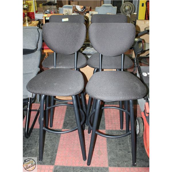 4 BAR HEIGHT BLACK STOOLS WITH BACKS