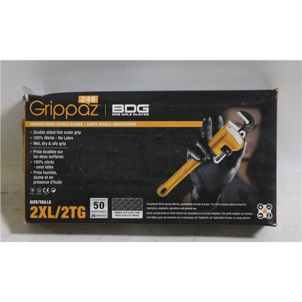 GRIPPAZ BDG DISPOSABLE GLOVES SIZE 2XL/G 50
