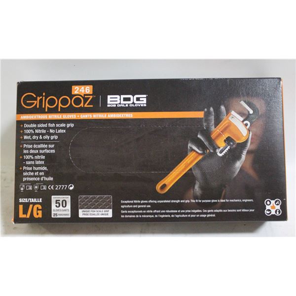GRIPPAZ BDG DISPOSABLE GLOVES SIZE L/G 50 PIECES