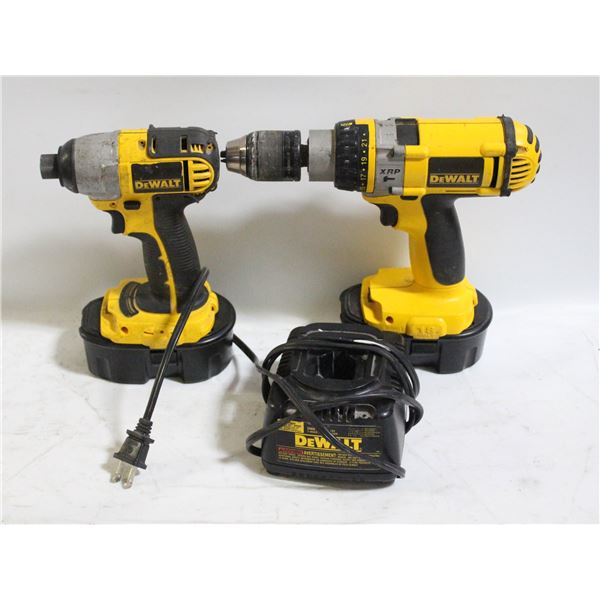 DEWALT 18V DRILL & IMPACT - 2 BATTERIES
