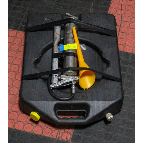 OIL DRAIN PAN (NEW) W/GREASE GUN & FUNNEL