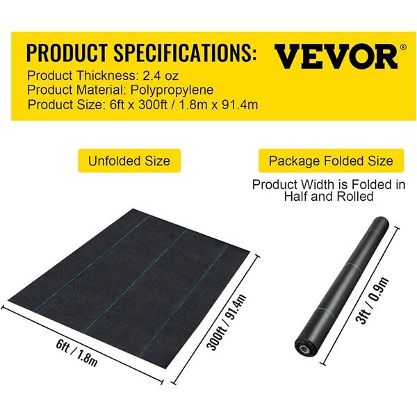 NEW 6FT X 300FT ROLL OF WEAVE WEED BARRIER