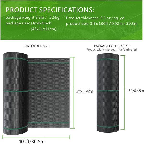NEW 100 FT ROLL OF TEXALAN FLAT WEAVE WEED BARRIER