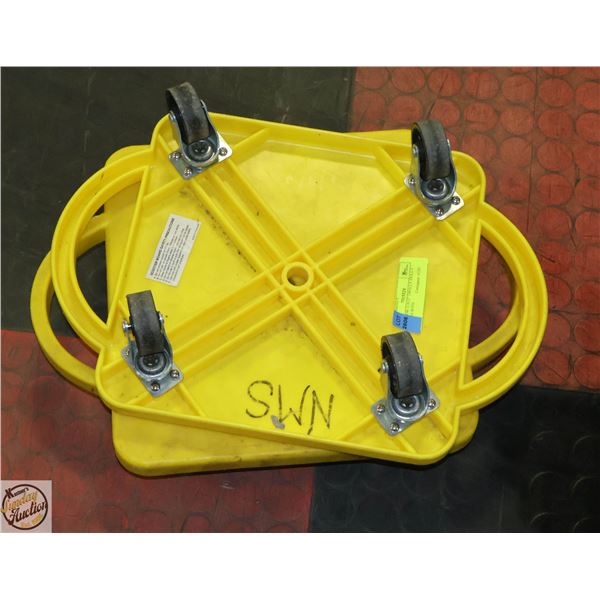 2 YELLOW 11X12" TROLLY DOLLY MOVERS WITH