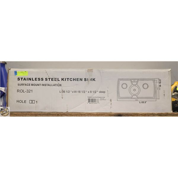36" SS 3 HOLE SINK -NEW
