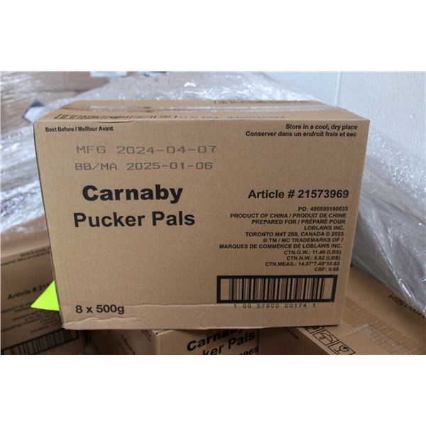 CASE OF 8 TUBS CARNEY SWEET PUCKERS PAL