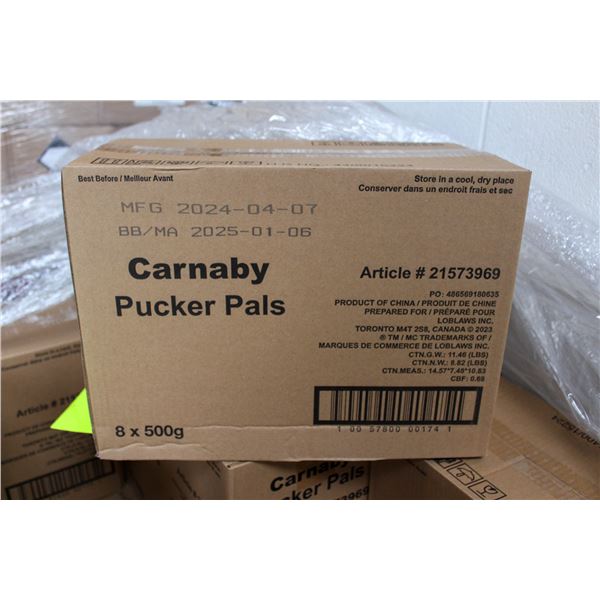 CASE OF 8 TUBS CARNEY SWEET PUCKERS PAL