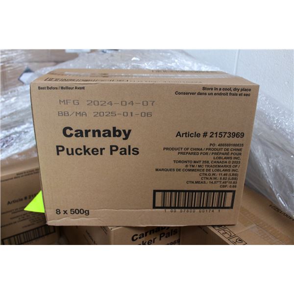 CASE OF 8 TUBS CARNEY SWEET PUCKERS PAL