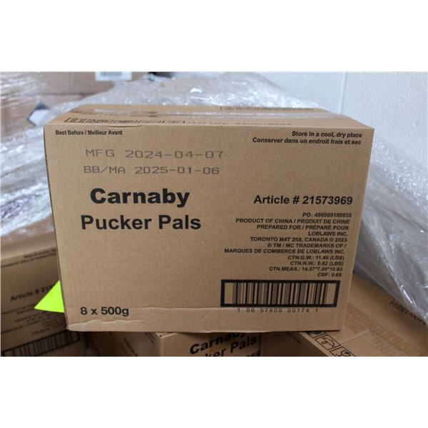 CASE OF 8 TUBS CARNEY SWEET PUCKERS PAL