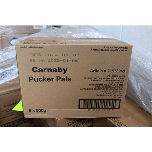 CASE OF 8 TUBS CARNEY SWEET PUCKERS PAL