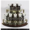 Image 1 : VINTAGE SPICE RACK WITH GLASS BOTTLES