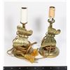 Image 1 : PAIR OF BRASS BUTTERFLY LAMPS UNTESTED