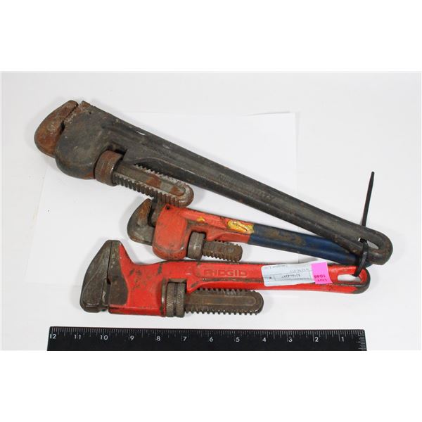3 PIPE WRENCHES