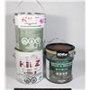 Image 1 : THREE CANS OF PAINT, OPEN, ONE NEAR FULL