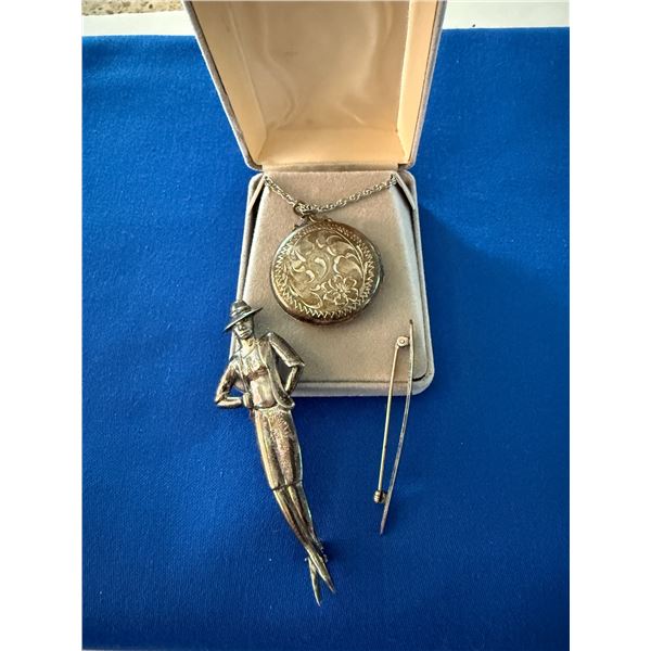 Vintage Sterling Locket and Pins A