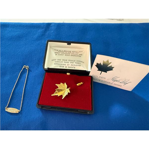 10K Gold Bracelet and Pin A