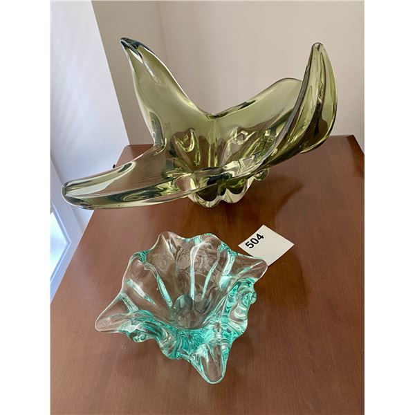 Vintage Green Art Glass A