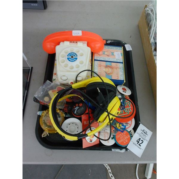 Souvenir Pins, Headphones, Playing Cards, Toy Phone