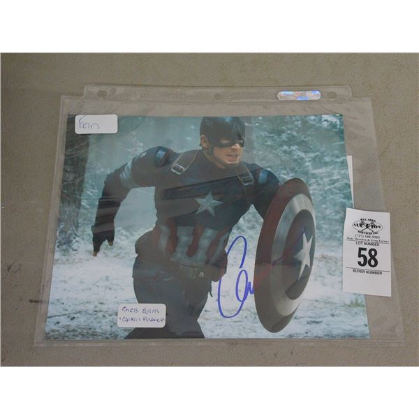 Chris Evans Captain America Autographed Photo w/COA