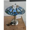 Image 1 : Contemporary Metal w/Metal Glass Shade Lamp Tiffany Style