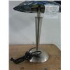 Image 3 : Contemporary Metal w/Metal Glass Shade Lamp Tiffany Style