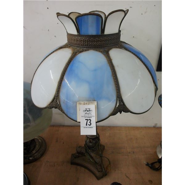 Cast Claw Foot w/Leaded Glass Shade Lamp