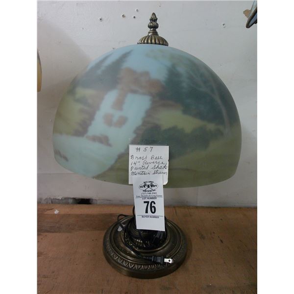 Brass Base w/Reversed Painting Mountain Scene Lamp