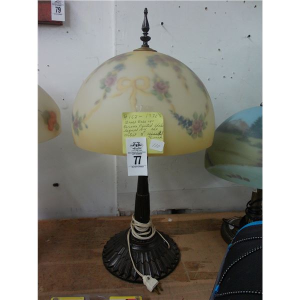 Brass Base w/Reversed Painted Kinkaid Style Lamp