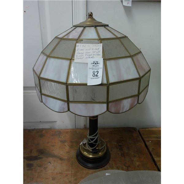 Brass/Black Base w/Purple/Clear Panel Shaded Lamp