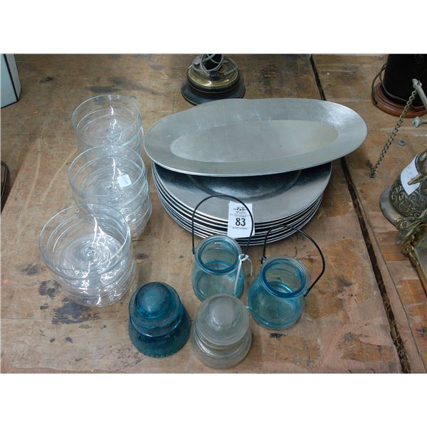 Glass Footed Bowls, Insulators, Jars, Plate Caddies