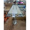 Image 1 : Brushed Metal Lamp w/Tiffany Style Leaded Glass Shade