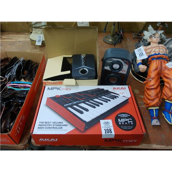 Akai Mini Keyboard, Spec Strobe Light, Speaker Assembly