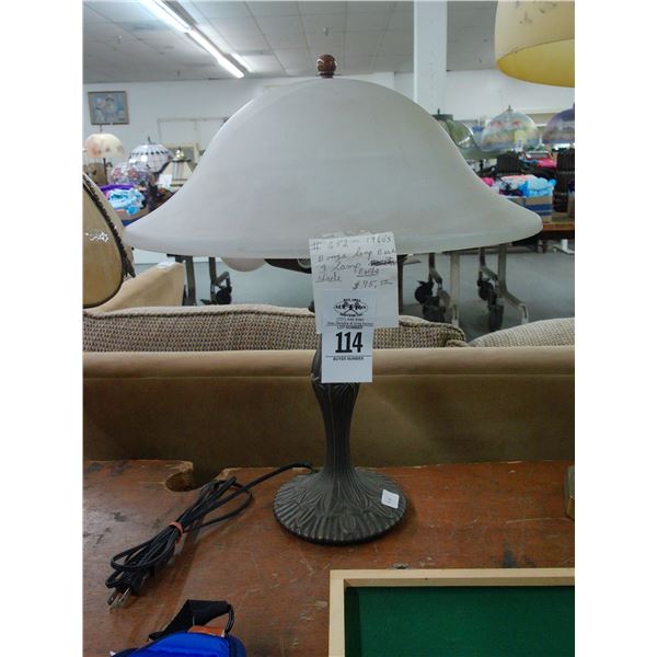 Ornate Bronze Base w/Glass Shade Lamp