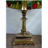 Image 3 : Fruit Motif Leaded Glass Shade w/Brass Base Lamp