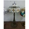 Image 1 : Ornate Cast Brass Base w/Leaded Glass Lamp