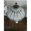 Image 2 : Brass Base w/White Panel Leaded Glass Lamp