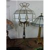 Image 1 : Empire Bronze Base Lamp w/Ornate Glass Shade