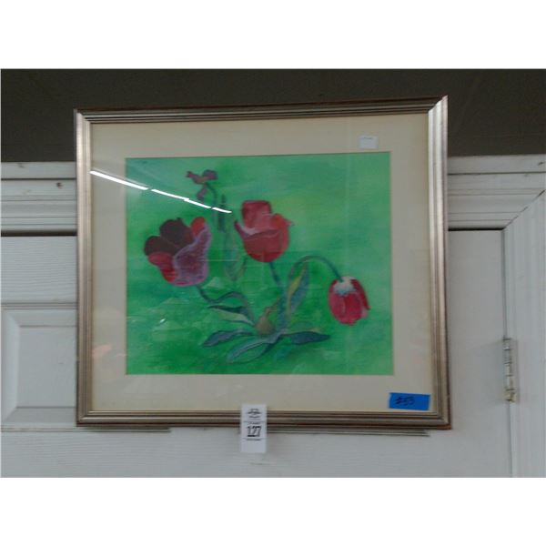 Framed Wall Art Tulips Artist Signed